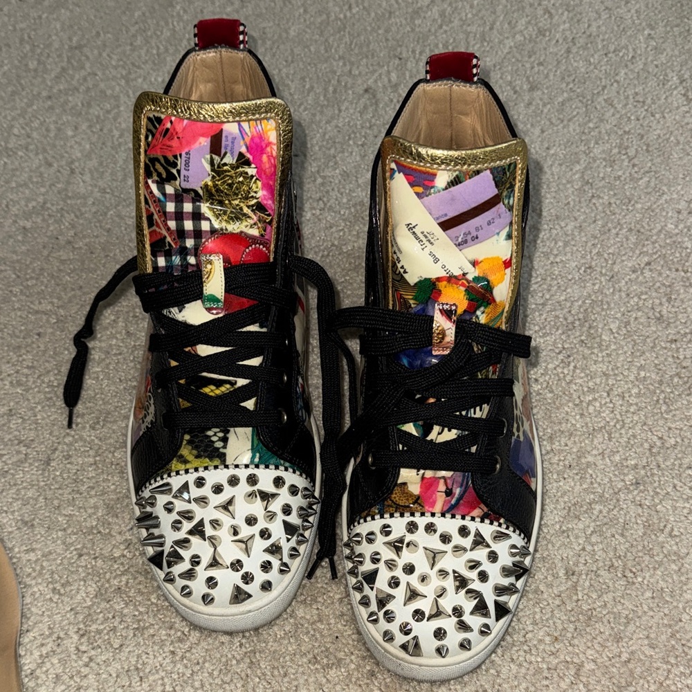 Christian Louboutin Colorful Spiked High-Top Sneakers